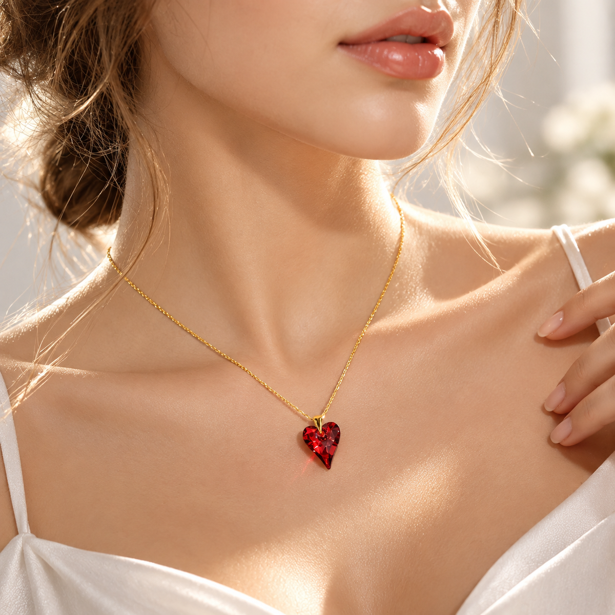 Sterling Silver 24ct Gold Plated Swarovski Crystal Heart Pendant Necklace